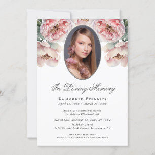 Invitation Pies Roses Florales Photo En Mémoire Amoureuse