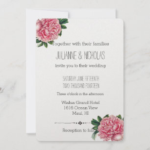 Invitation Pies roses Mariage floral
