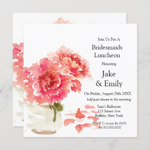 Invitation Pies roses Mason Jar Bridesmaids Déjeuner