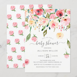 Invitation Pies roses Rose Baby shower Floral