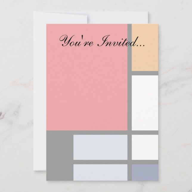 Invitation Piet Mondrian - Composition avec un grand plan rou (Devant)