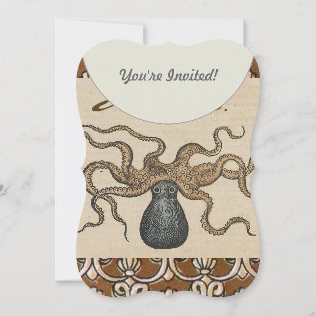 Invitation Pieuvre Kraken Antique Faune Marine Côtière (Devant)