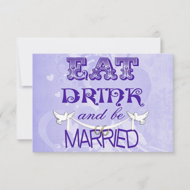 Invitation Pigeons de mariage sur RSVP violet (Devant)
