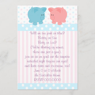 Invitation Piggies roses et bleues