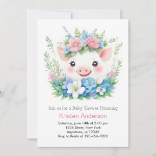 Invitation Piggy rose et Baby shower de fille magique de la f
