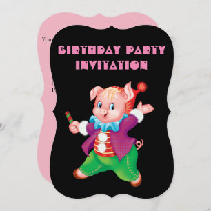 Invitation piglet rose joyeux