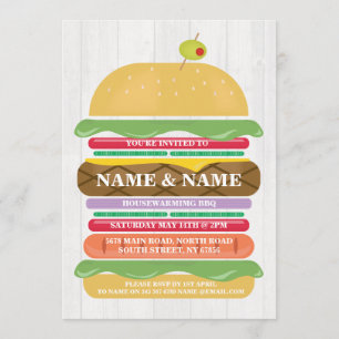 Invitation Pile BBBQ Burger pour chauffer la maison Nouveau I