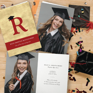 Invitation Pile d'or Monogramme Alphabet R Moderne de photo G