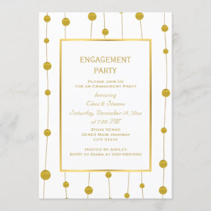 Invitation Pile d'or perles de la partie d'engagement mariage