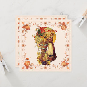 Invitation Pilgrim Girl Thanksgiving