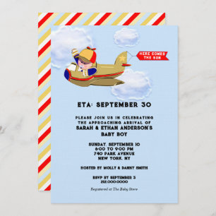 Invitation Pilote d'avion baby shower