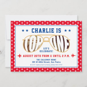 Invitation Pilote de chasse TopOne thème premier anniversaire