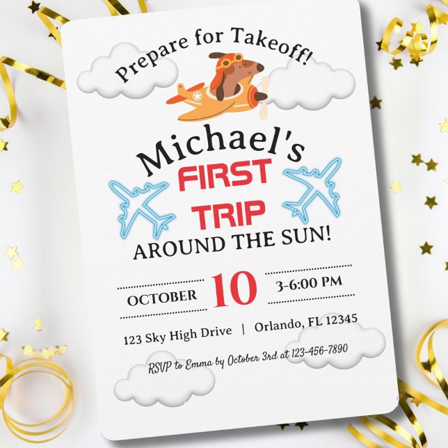 Invitation Pilote de chien avion volant, Anniversaire de enfa (Créateur téléchargé)