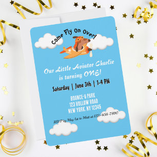 Invitation Pilote de chien pilotant un avion, anniversaire de