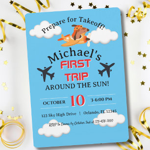 Invitation Pilote de chien volant en avion, anniversaire de n