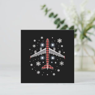 Invitation Pilote de Noël à carreaux d'avion