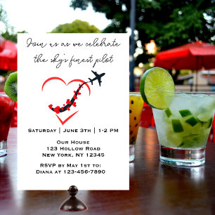 Invitation Pilote le plus talentueux du ciel,Avion Cœur,Anniv