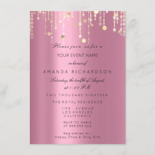 Invitation Pilules d'or rose Confetti Naissance nuptiale