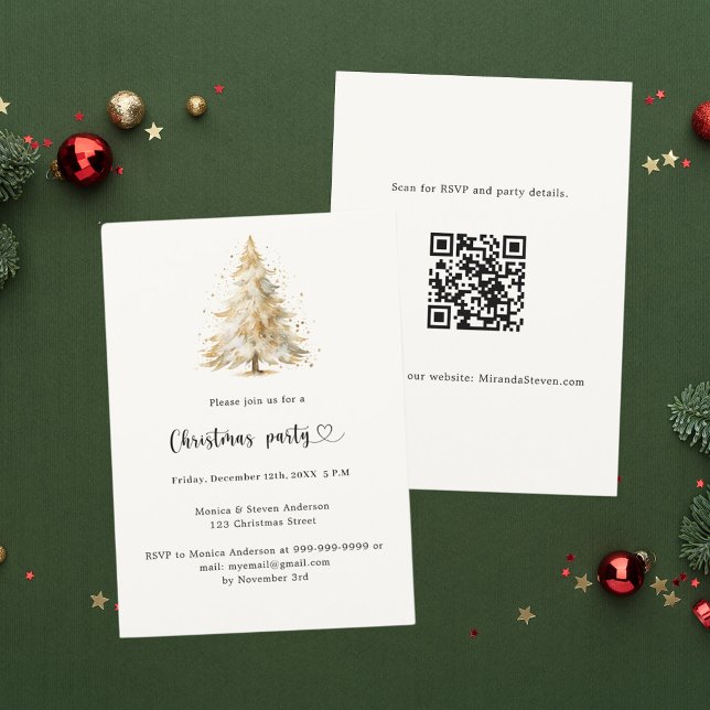 Invitation Pin blanc neige QR code Noël fête de Noël (Créateur téléchargé)