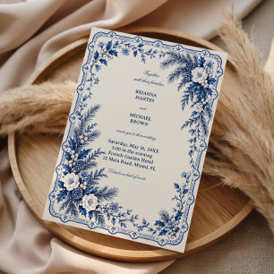 Invitation Pin de cobalt sous les pétales de porcelaine