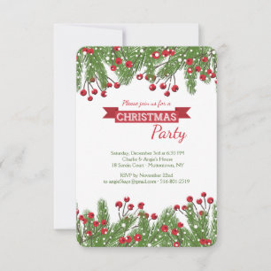 Invitation Pin de Noël et Baies