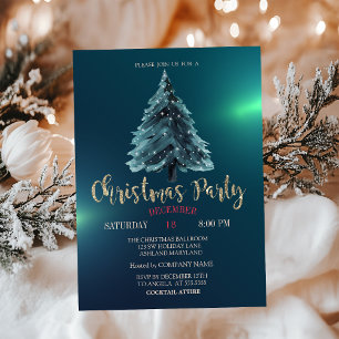 Invitation Pin de Noël, Green Christmas Company Party