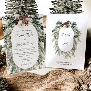 Invitation Pin d'hiver blanc Mariage floral avec RSVP