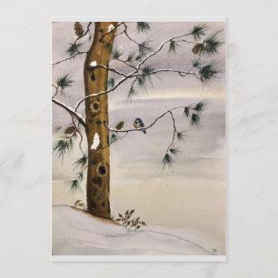 Invitation Pin et oiseau d'origine dans l'art de la neige sur