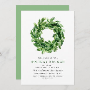 Invitation Pin Festif Wreath NOËL VACANCES BRUNCH