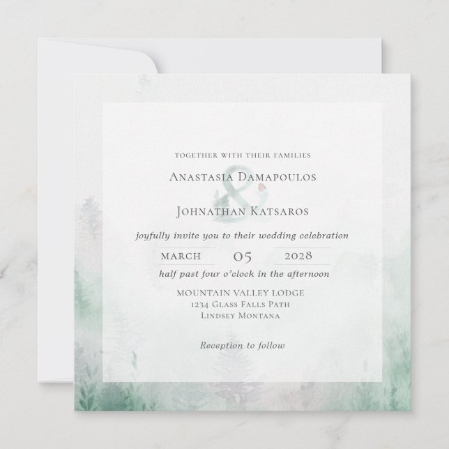 Invitation Pin sylvestre de forêt Aquarelle rustique  (Devant)