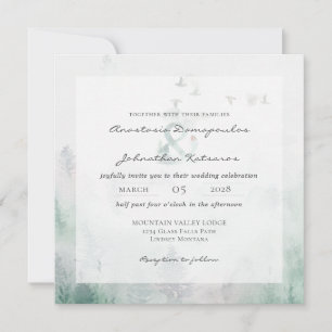 Invitation Pin sylvestre de forêt Rustique 2 Aquarelle