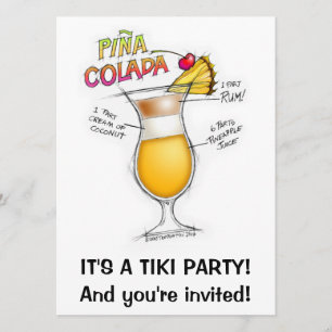 INVITATION PINA COLADA RECEPE COCKTAIL ART