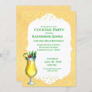 Invitation Pina Jaune Colada Anniversaire Cocktail Party