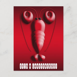 Invitation Pince en forme de coeur de homard rouge mignon de