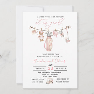 Invitation Pinceau aquarelle Little putter est en route Baby