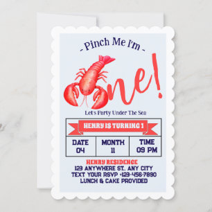 Invitation Pincez Moi, Je Suis Un Garçon Homard 1ère Fête d'A