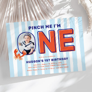 Invitation Pinch Me I'm One Lobster Photo 1er anniversaire