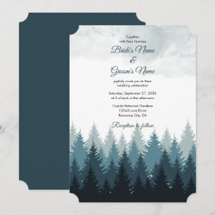 Invitation Pine Arbre Aquarelle Forêt Mariage rustique