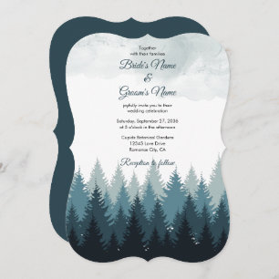 Invitation Pine Arbre Aquarelle Forêt Mariage rustique