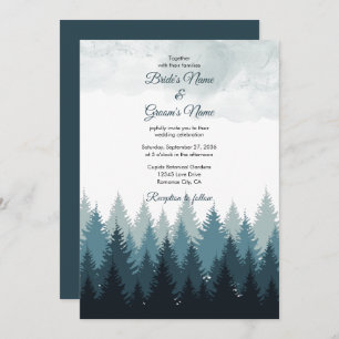 Invitation Pine Arbre Aquarelle Forêt Mariage rustique