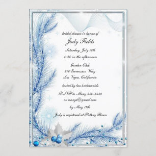 Invitation Pine bleue Mariage de Noël d'hiver Fête des mariée