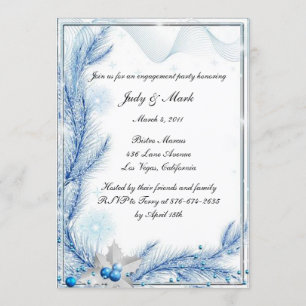 Invitation Pine bleue Mariage de Noël d'hiver Fiançailles