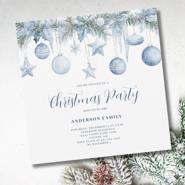 Invitation Pine bleue Noël (Créateur téléchargé)