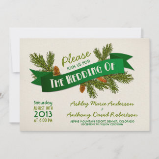 Invitation Pine Branches Cones Camping Glamping Mariage