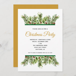 Invitation Pine Branches Corporate Fête de Noël
