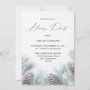 Invitation Pine Cone & Snow Holiday Party