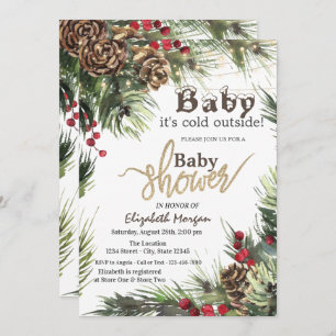 Invitation Pine Cônes, Arbre Branches Baby shower