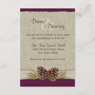 Invitation Pine Cones et Burlap Plum Réception