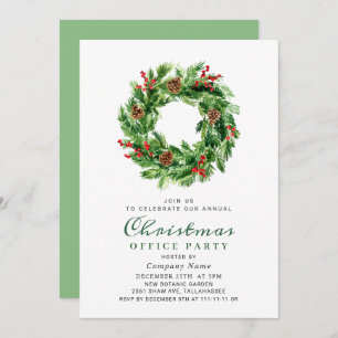 Invitation Pine Cones Wreath Corporate Christmas Party