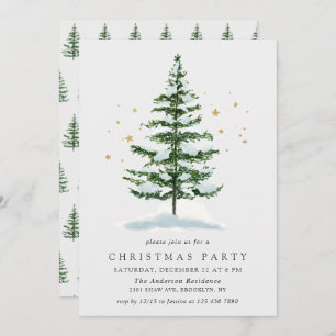 Invitation Pine d'aquarelle Noël
